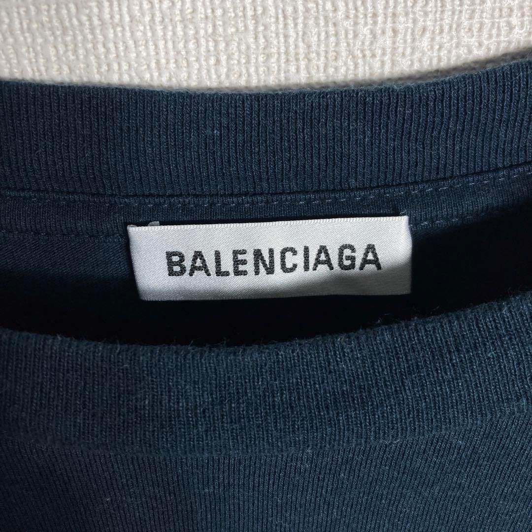 【美品】バレンシアガ　センター刺繍ロゴTシャツ　EST1917　紺　ネイビー. 美品】バレンシアガ センター刺繍ロゴTシャツ EST1917 紺