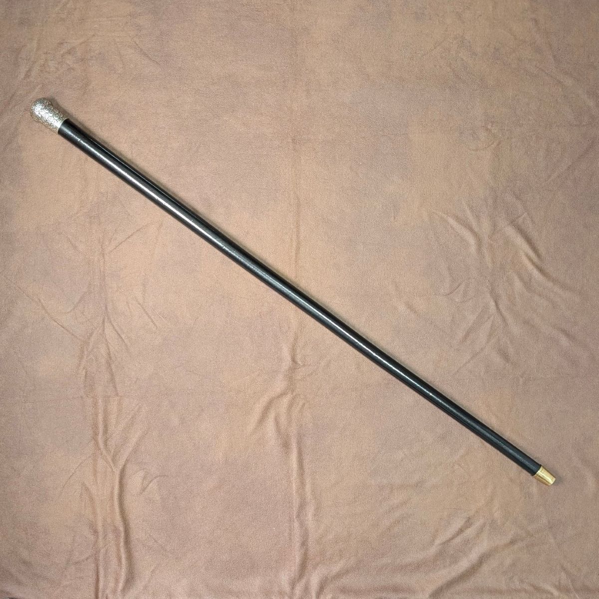 1910年 英国アンティーク ブラックシャフト 純銀製ロンデルハンドル 杖 84cm 1910年 英国アンティーク ブラックシャフト 純銀製ロンデル