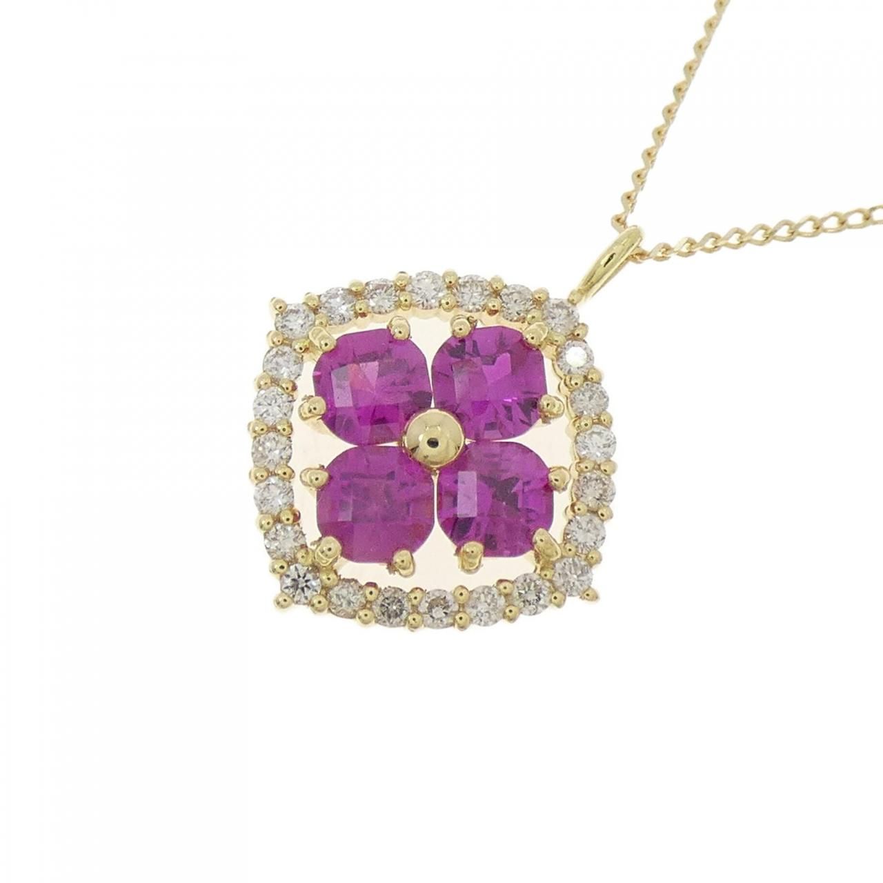 新品】K18YG フラワー ルビー ネックレス 0.60CT - メルカリ 