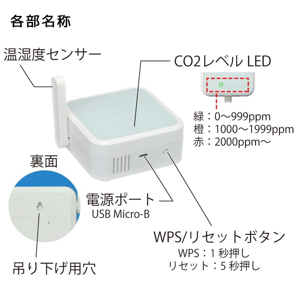 ラトックシステム Wi-Fi CO2センサー RS-WFCO2A HRDEVELOPMENT_JP