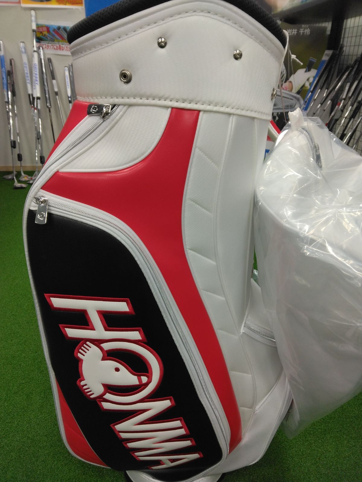 HONMA ゴルフバッグ 9インチ ホワイト/レッド キャディバック 本間 ホンマ ホワイト×レッド CB12537 [9インチ