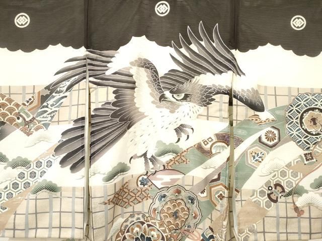 人気アイテムが再入荷！ 平和屋着物＊夏物 お宮参り 男の子 祝着 産着 初着 のしめ 絽 鷹 鷲 鏡裏花松文 銀彩 DAAW2920ma