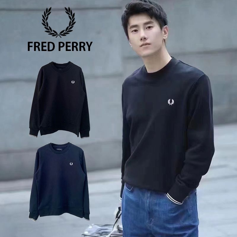 FRED PERRY フレッドペリー トレーナー クルーネック スウェット ビジネス カジュアル 無地 刺繍 メンズ レディース 上着 男女兼用