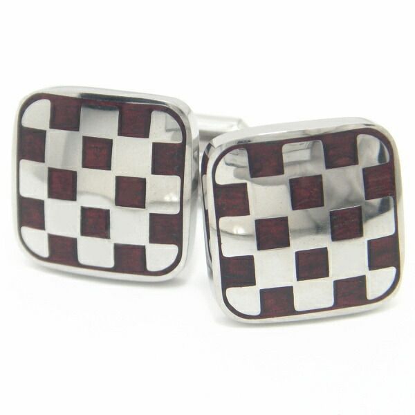 木×シルバーチェック カフス カフスボタン カフリンクス cufflinks cuffs メンズ 男性 カフス スーツアクセサリー専門店 父の日 ギフトにも 誕生日 プレゼント プチギフト おしゃれ カフスマニ