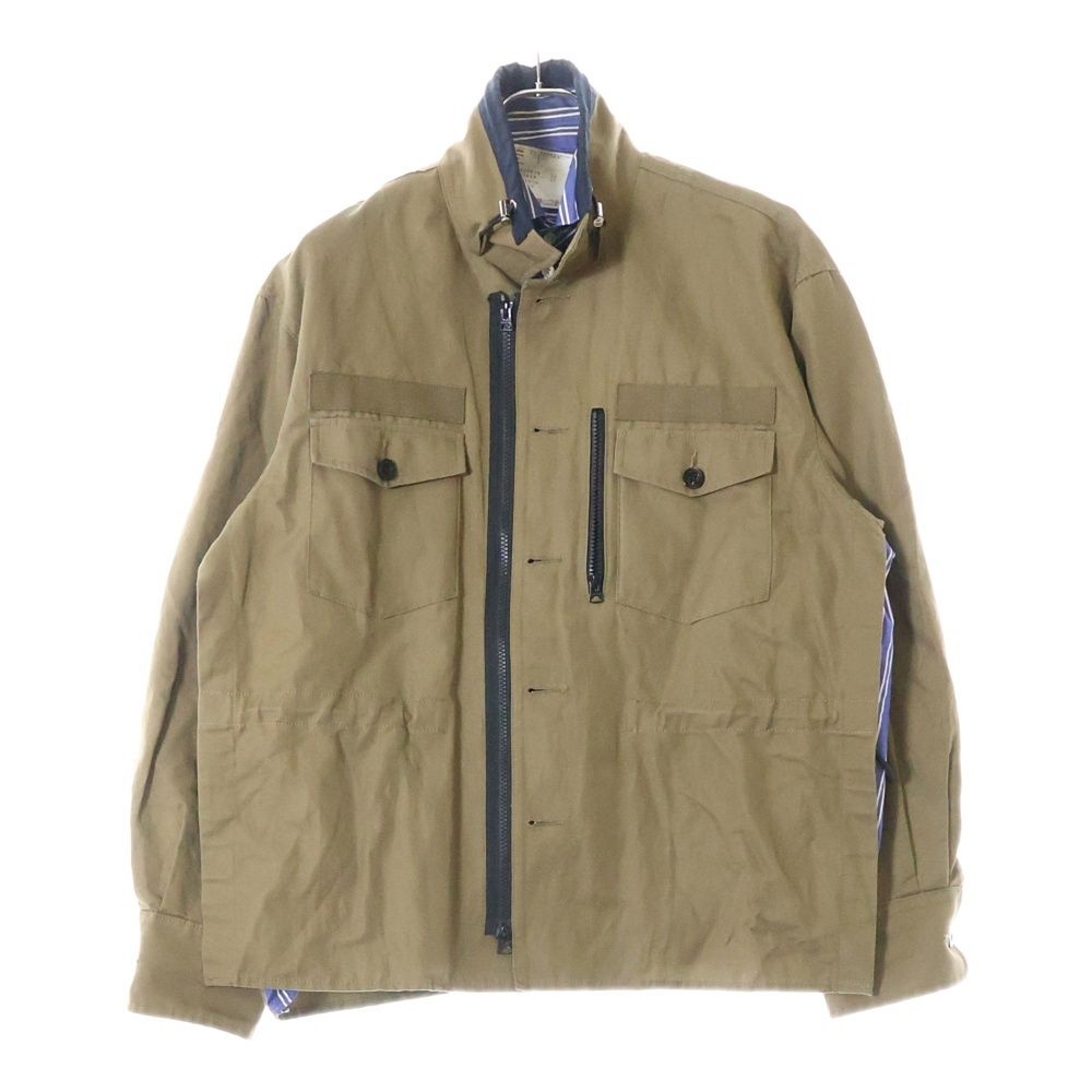 希少 Sacai サカイ サイズ1 ファブリックコンボシャツ ジャケット ベロア Sacai (サカイ) 22AW Fabric Combo Shirts ファブリックコンボ