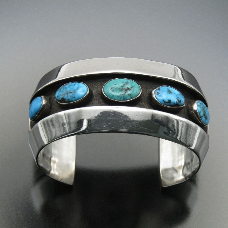 Johnny Mike Begay ナバホ族 バングル 5ターコイズ 32mm ジョニーマイクビゲイ ヴィンテージ ブレスレット 80007185