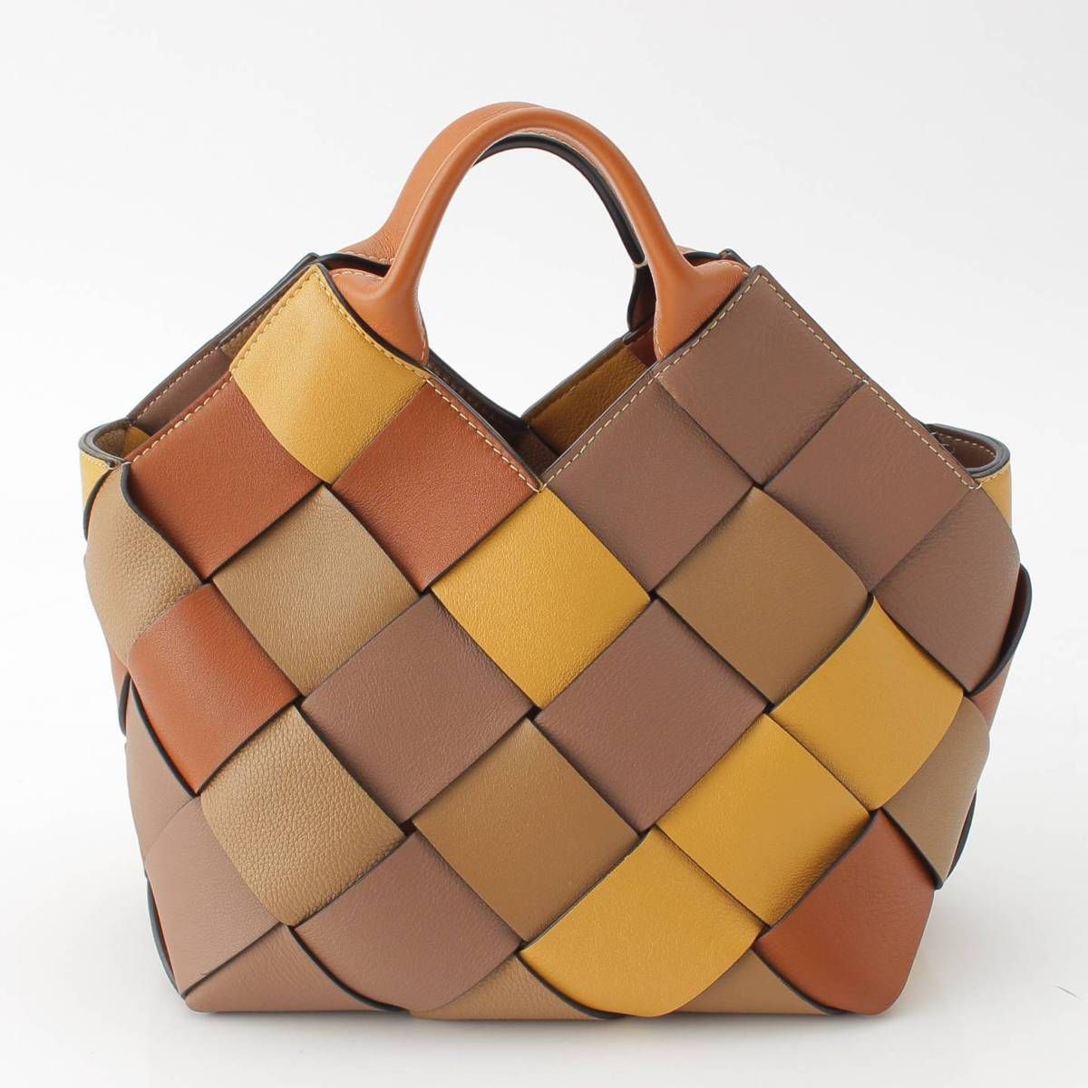 ロエベ ウーブン 2wayハンドバッグ レザー マルチカラー 101.88.K05 ブラウン