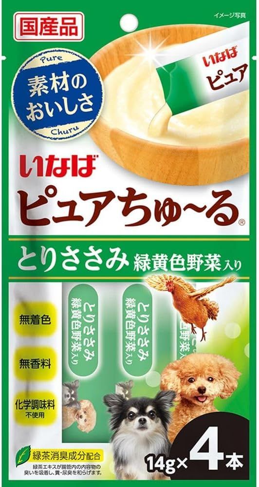 同梱不可 48個セット いなば いなばピュアちゅーる とりささみ 緑黄色野菜入り 14g×4本
