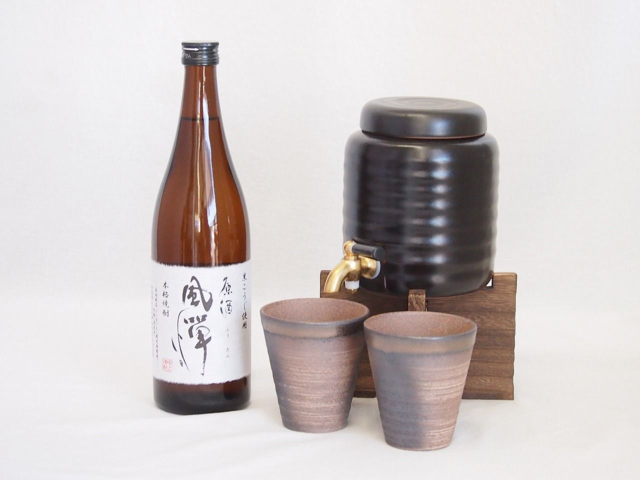 本格焼酎サーバー1000cc(18cm×24cm 1kg)三重県萬古焼き備前金彩