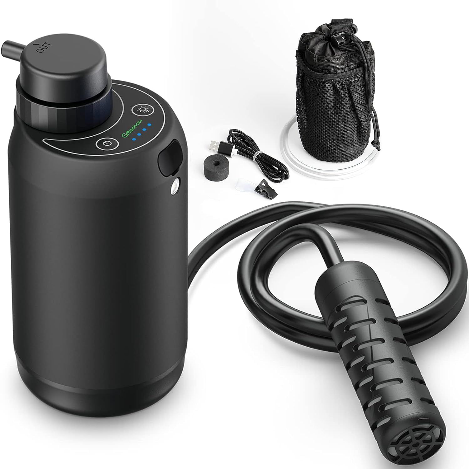 Greeshow 携帯浄水器 濾過器 電動式 防災安全協会推奨品認証 災害用 防災士監修 アウトドア サバイバル 登山 キャンプ 飲み水浄化 防災グッズ 軽量 LEDライト搭載 日本正規品 GS-2801