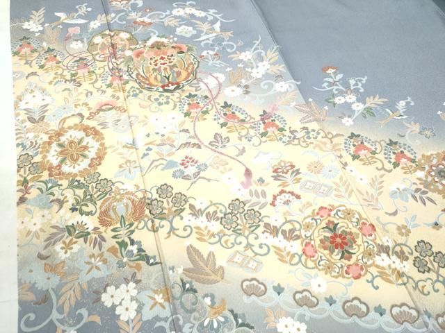 訪問着　友禅刺繍尾長鳥花籠文暈し染め逸品 訪問着 友禅刺繍尾長鳥花籠文暈し染め逸品 - メルカリ