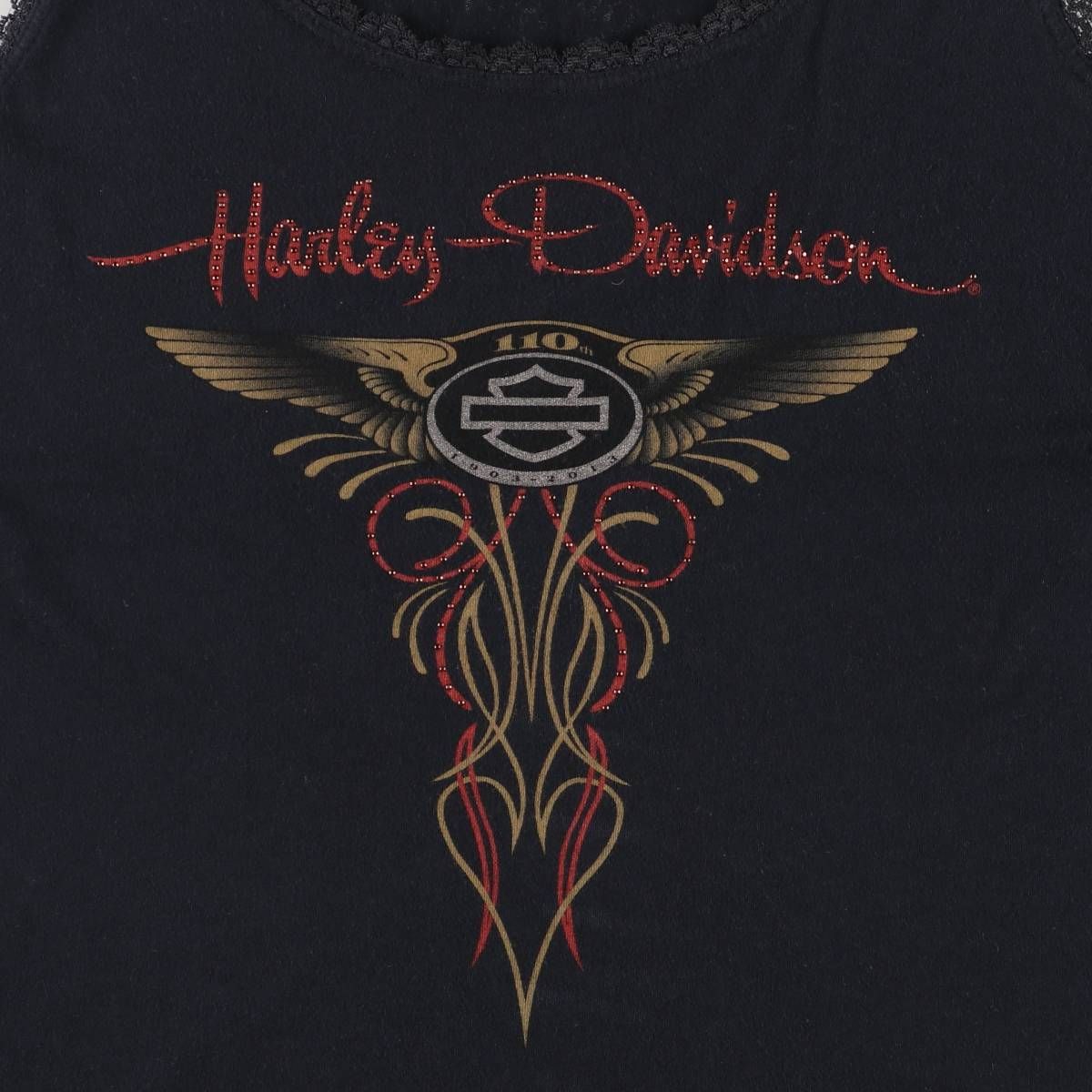 古着 ハーレーダビッドソン Harley-Davidson ラインストーン付き タンクトップ USA製 レディースL相当 /eaa553447 古着 ハーレーダビッドソン Harley-Davidson ラインストーン付き