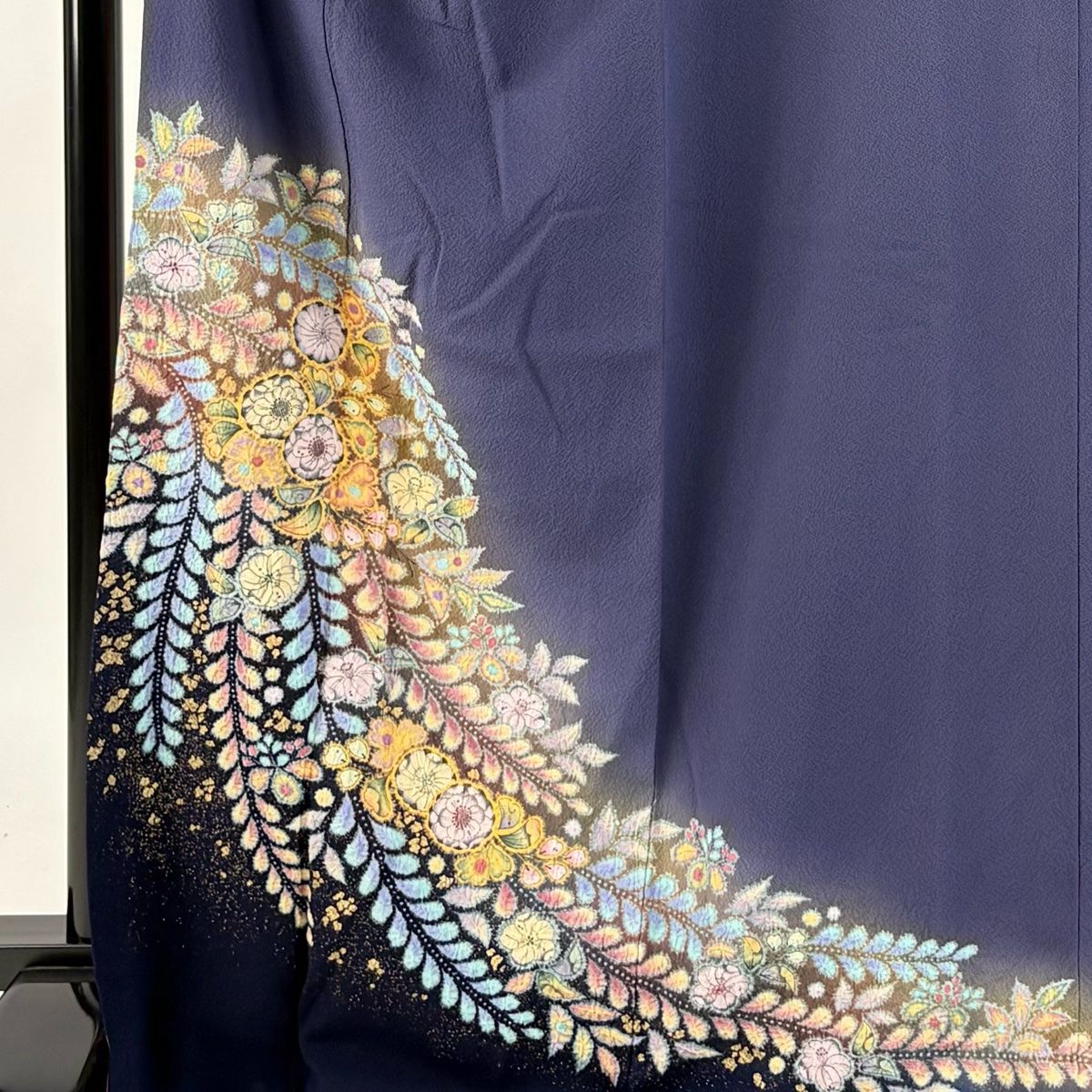 付下げ 身丈169cm 裄丈69cm L 袷 翠山工房 やまと 落款 辻が花 金彩 染め分け 青紫 正絹 名品