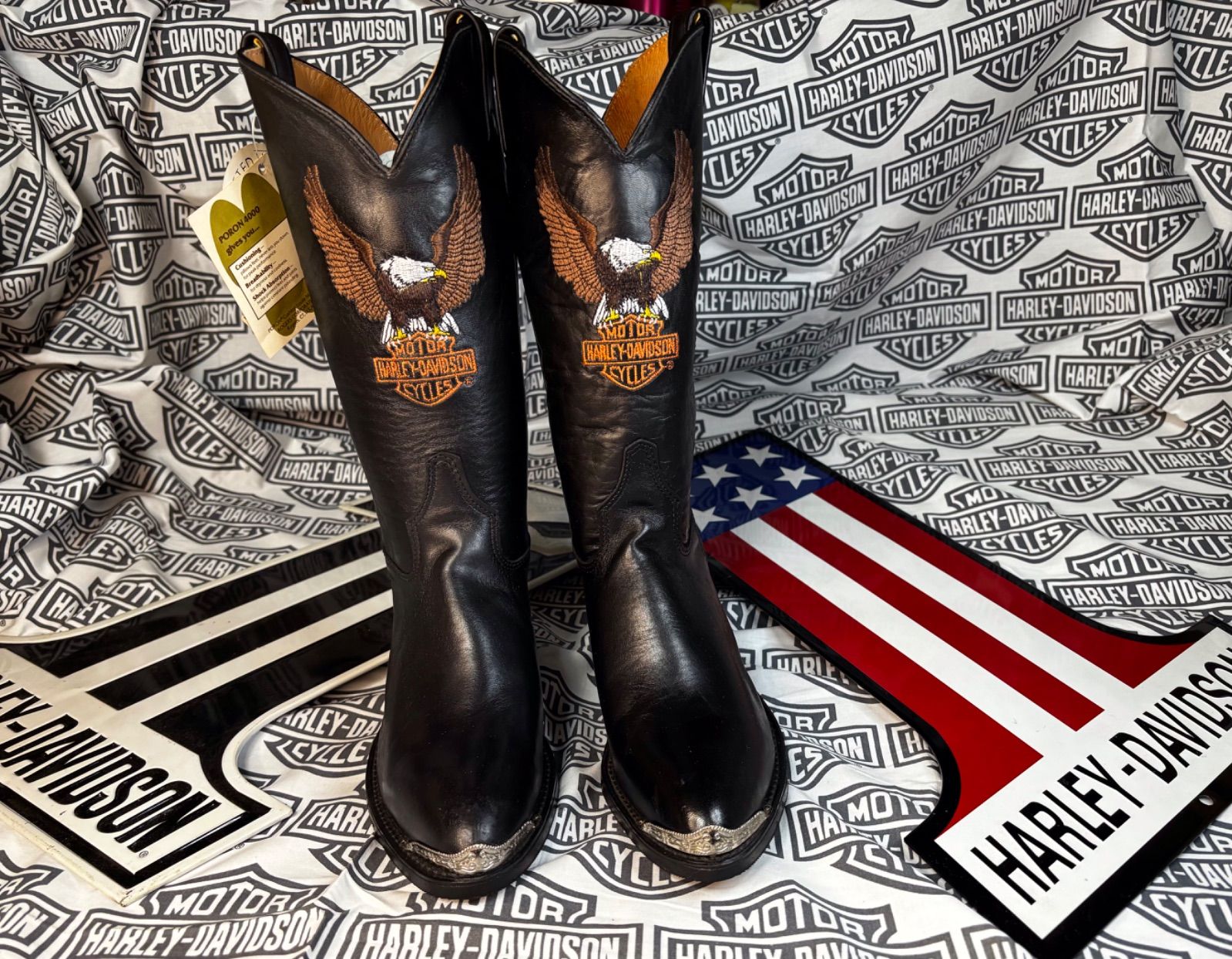 Harley-Davidson 済 モデル ♥タグ付きの純正 高品質の本革製ウエスタン ブーツ ハーレーダビットソン おしゃれファッション性の高い街歩きにも NICORILABO_COM
