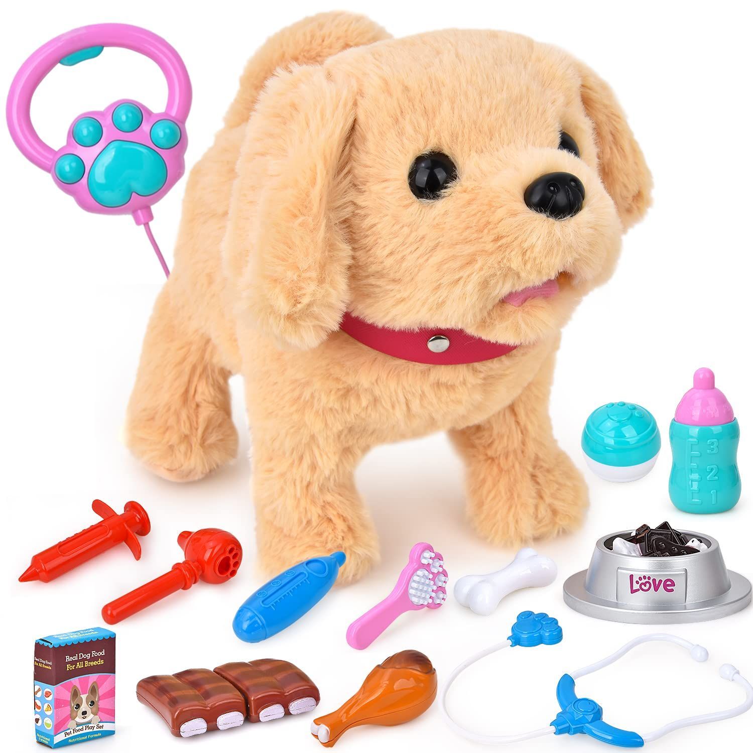 ペットケアプレイセット 電動獣医プレイセット おもちゃ 子犬 キャリア ピンク