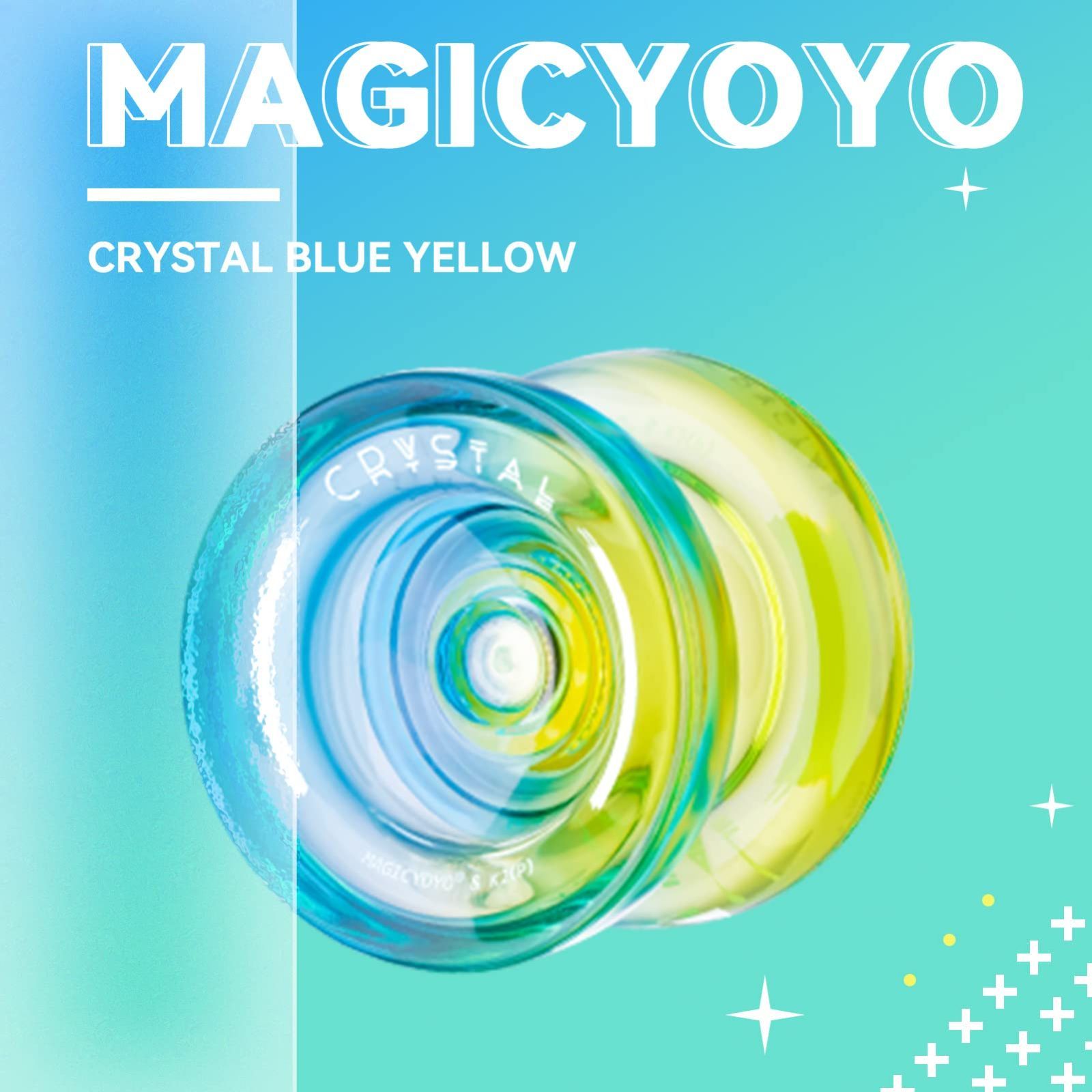 MAGICYOYO レスポンシブ ヨーヨー 子供用 初心者向け デュアルパーパス ヨーヨー K2 無反応ヨーヨー フィンガースピントリック 中級プレイ用 + ヨーヨー弦12本 + ベアリングツール + 収納ケース(ブルーイエロー)