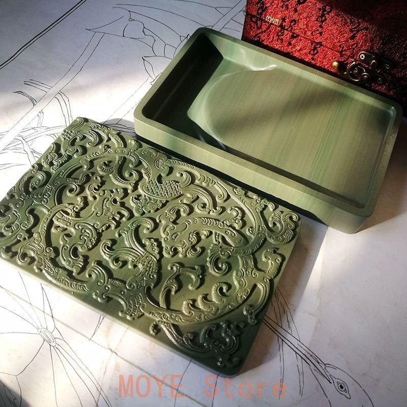 龍鳳紋松花硯 書道具 文房具 工芸品 美術品 置物 - メルカリ