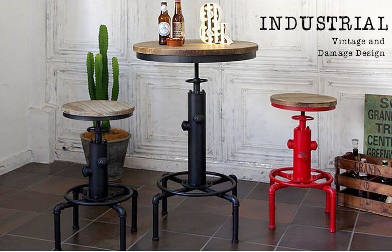 バーチェア INDUSTRIAL（インダストリアル） 購入 ブラック KNC-A812_BK