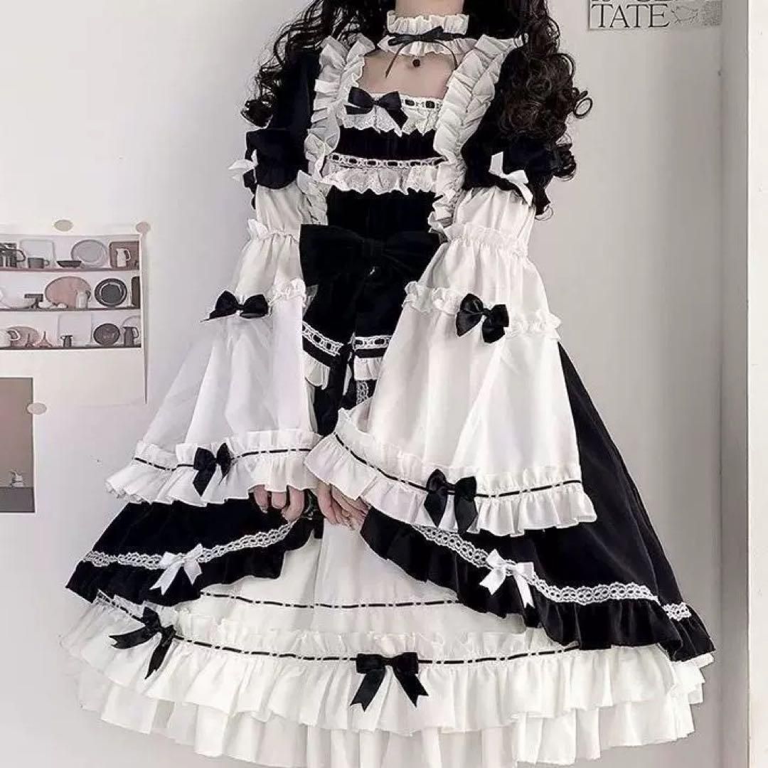 お出かけに♪ 姫風ロリータワンピースリボン付き