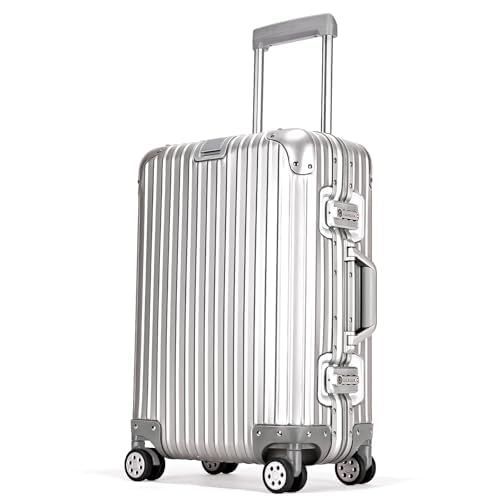 新着商品 Airmood スーツケース オールアルミ合金 キャリーケース 機内持ち込み キャリーバッグ シルバー 大型 軽量 耐衝撃 TSAロック 静音 ダブルキャスター 出張 ビジネス 旅行 修学用 Silver XLサイズ 100L