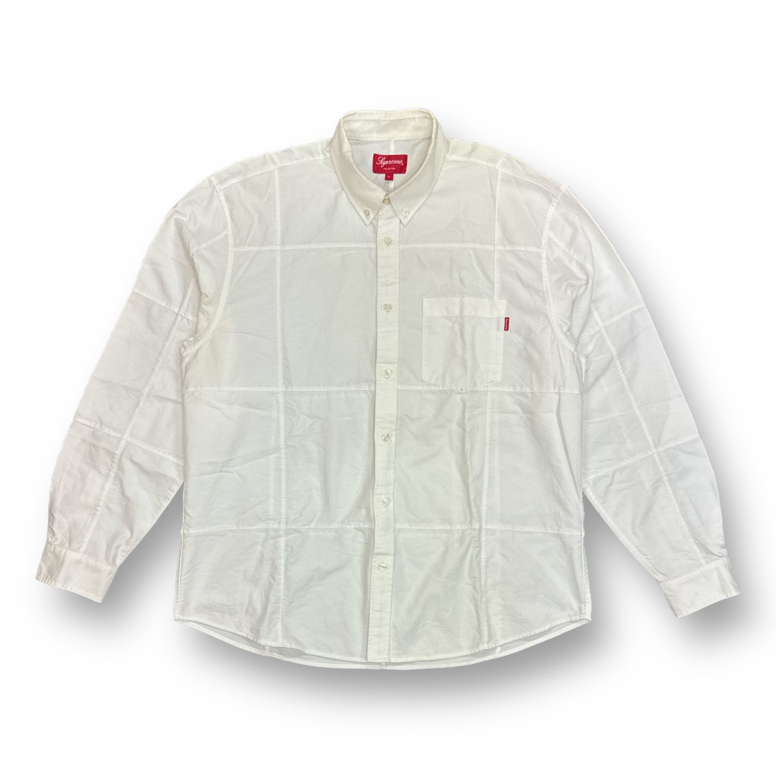 SUPREME 長袖シャツパッチワーク オックスフォードシャツLサイズ