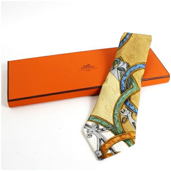 HERMES シルク ネクタイ スカーフ柄 メンズ エルメス 美品 箱付き HERMES シルク ネクタイ スカーフ柄 メンズ エルメス 美品 箱付き