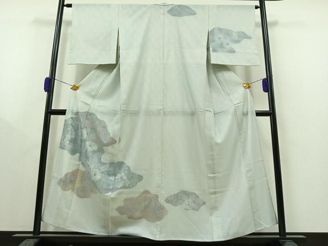 平和屋着物▽訪問着 無双 紗袷 紗×紗 草花文 正絹 逸品 AAAY9432jh