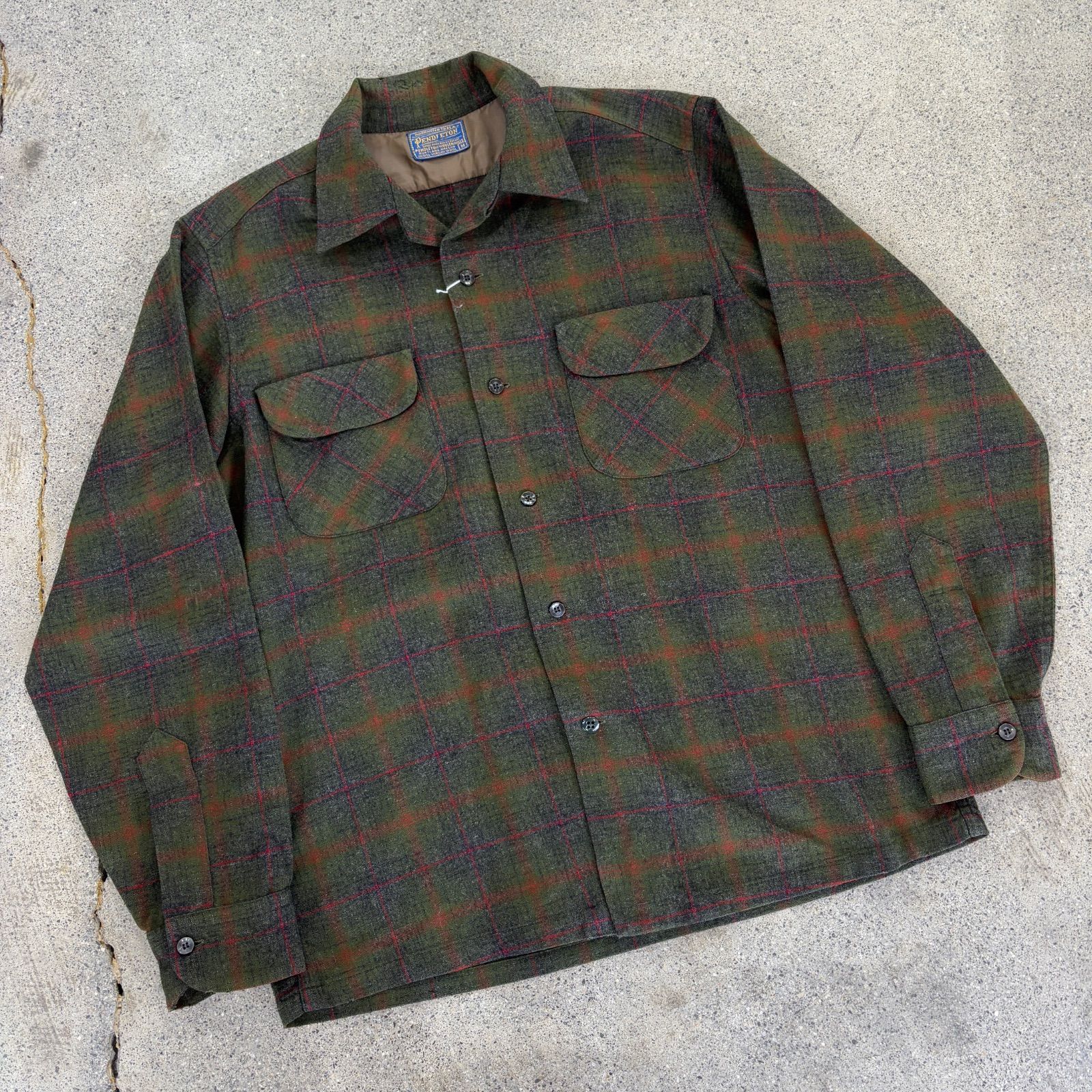 Pendleton 50s Wool Board Shirt M Good Color