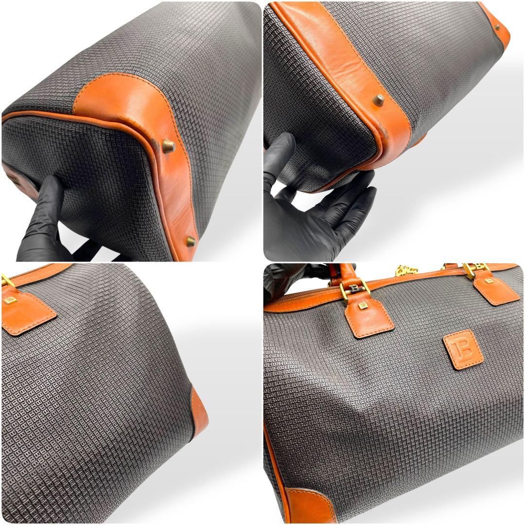 美品 BALLY バリー エンボスPVC×本革 レザー ボストンバッグ