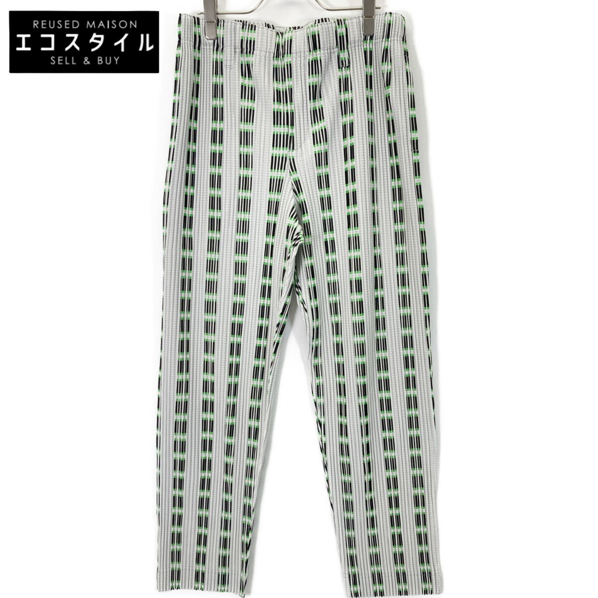 HOMME PLISSE ISSEY MIYAKE オムプリッセ イッセイミヤケ ﾗｲﾄｸﾞﾚｰ 総柄 HP01JF258 ｽﾄﾚｰﾄﾊﾟﾝﾂ 3