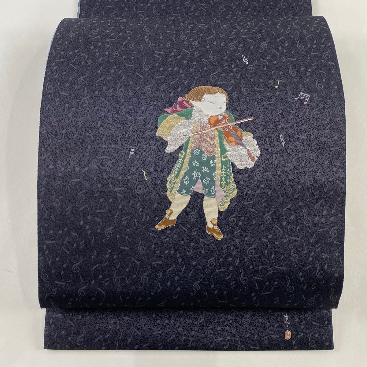 袋帯 中古 リサイクル 梵字 銀駒刺繍 銀通し お太鼓柄 正絹 セミ