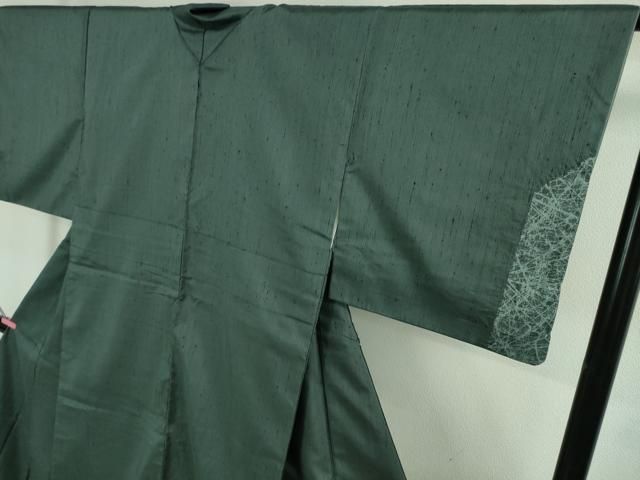 平和屋着物■極上　訪問着　紬地　絞り　飛兎　ウサギ　錆鉄御納戸色地　逸品　DZAA9941kh5 平和屋着物□極上 訪問着 紬地 絞り 飛兎 ウサギ 錆鉄御納戸色地 逸品