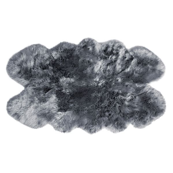 ムートンラグ　カーペット　グレー 洗えるムートン ラグ 1匹サイズ 長毛タイプ 全6色 ニュージーランド産