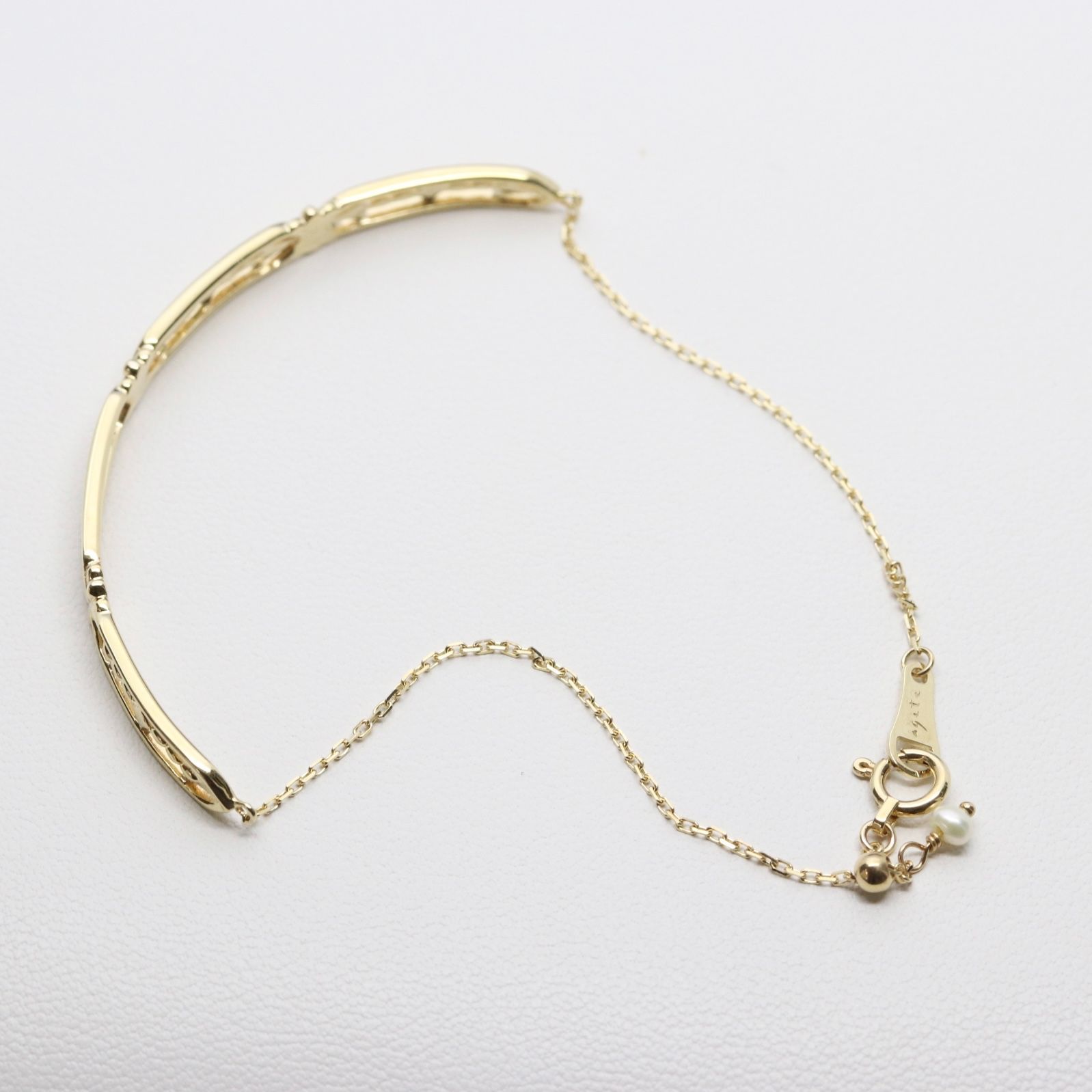 美品 アガット ブレスレット K10 バングル 透かし柄/24-1454