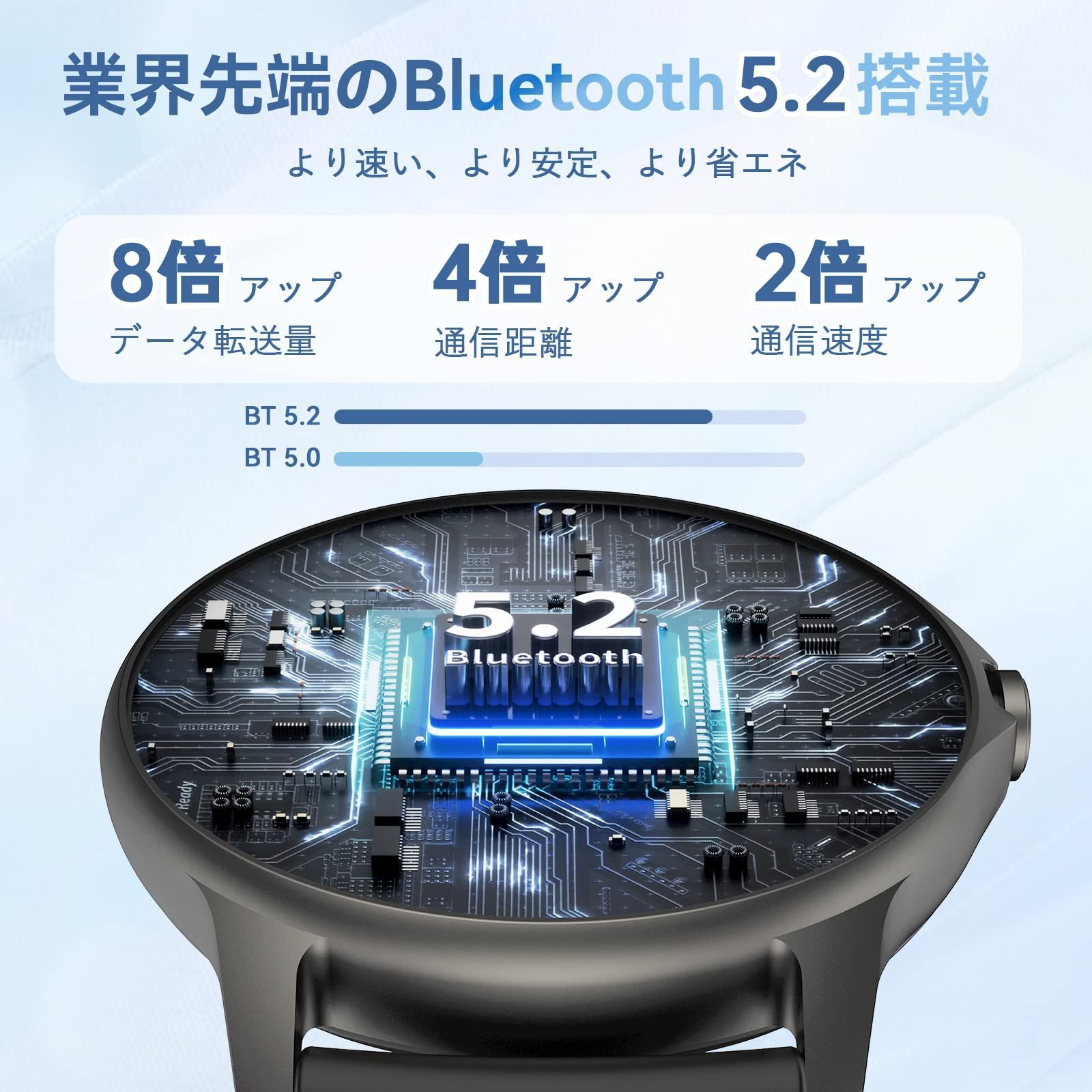 Bluetooth通話機能 110種類運動モード スマートウォッチ 1.85