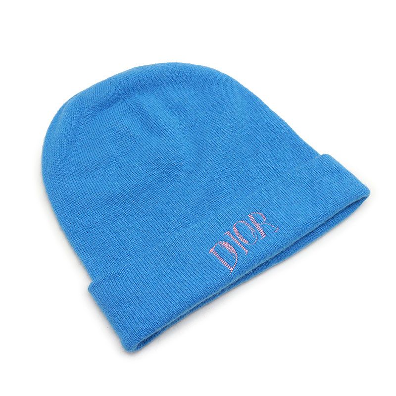 ディオール Dior ニットキャップ ビーニー カシミヤ ブルー ロゴ刺繍