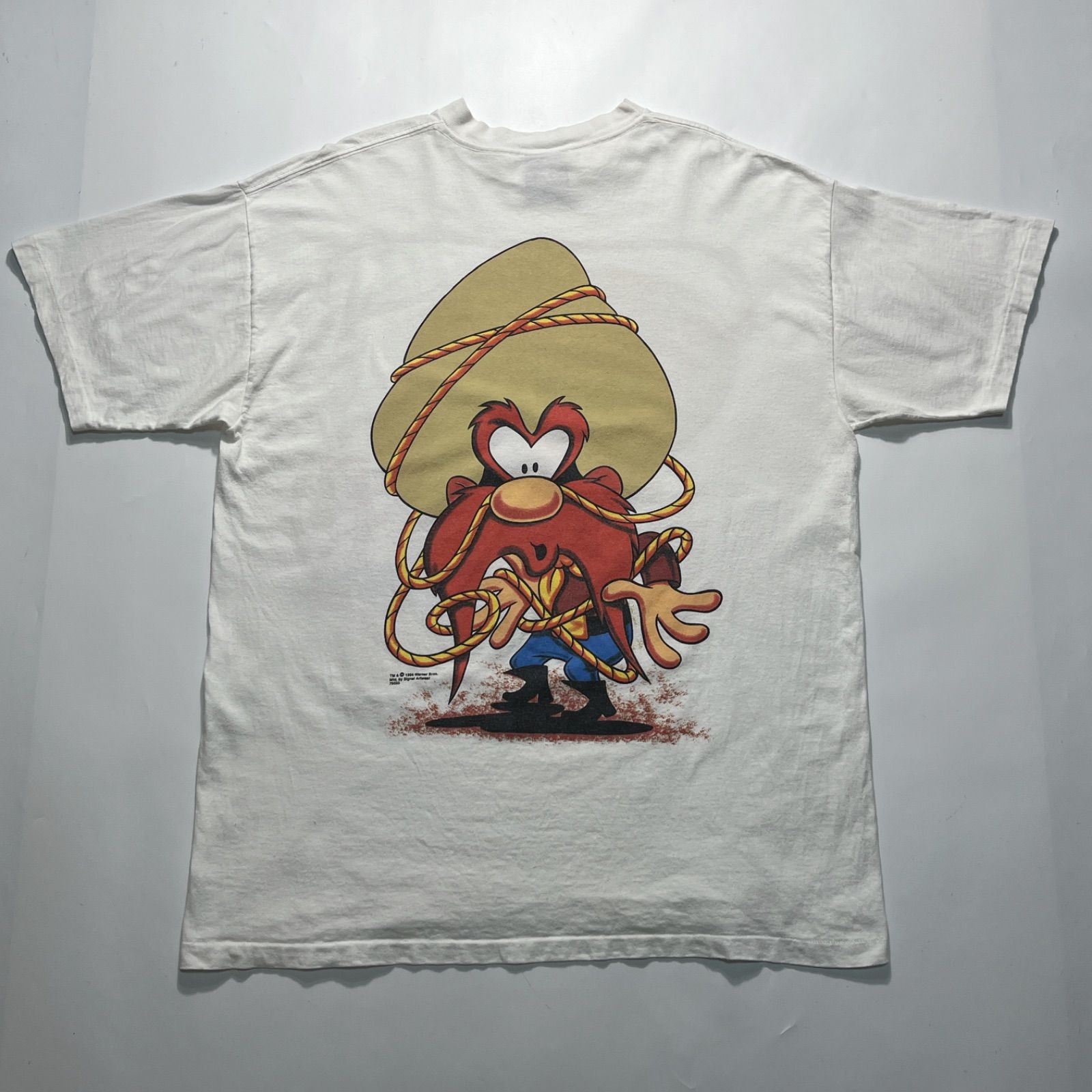 90's LOONEY TUNES USA製 vintage t-shirt XL YOSEMITE SAM 白