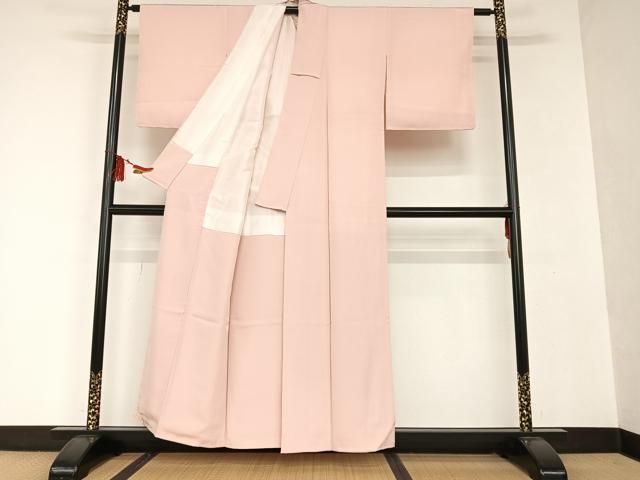 平和屋着物▽色無地 単衣 紅梅色 洗える着物 未使用 CAAT9503dy