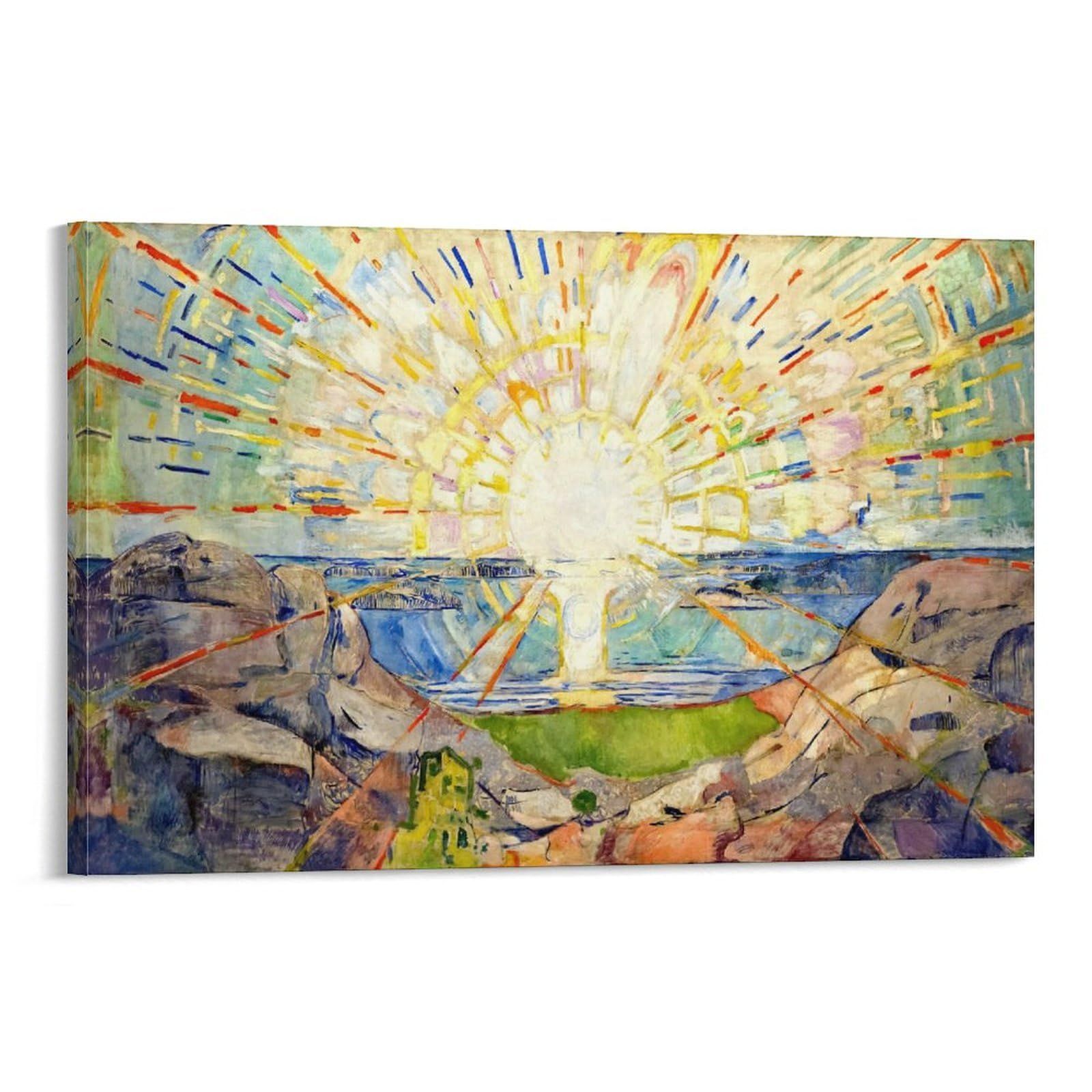【在庫処分】画像 絵画 絵画 現代 ウォールアート キャンバス 芸術 ポスター ポスター 壁の絵 印刷 け 複製画 Munchエドヴァルド・ムンク絵画作品印刷『太陽』1911-16年油彩 ソファの背景絵画16