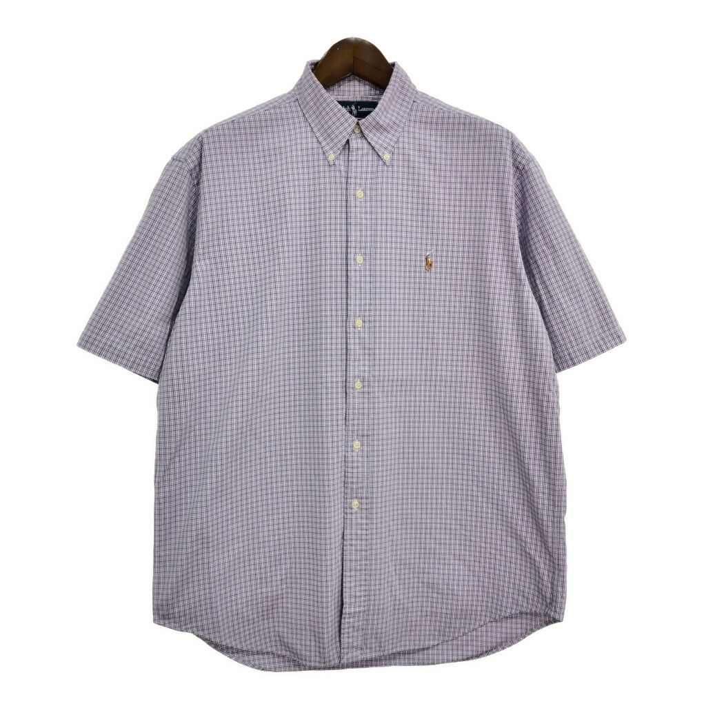RALPH LAUREN ラルフローレン BLAKE 半袖シャツ チェック パープル(メンズ L) 古着 T9853