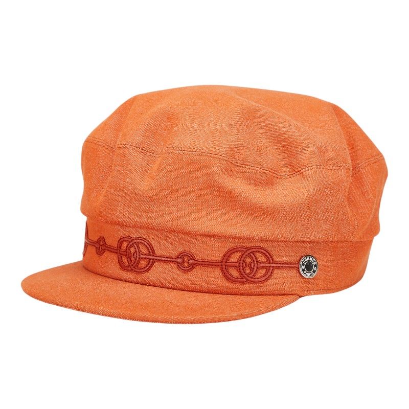 エルメス カブール クリケティス キャスケット サイズ 58 オレンジ コットン ポリウレタン レディース HERMES 1-0232753