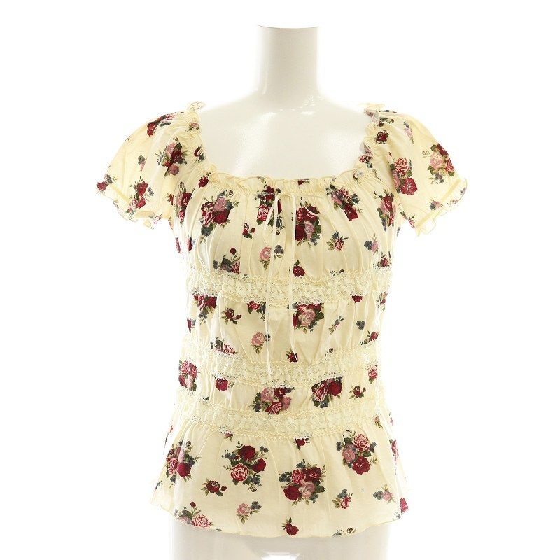 レストローズ L'EST ROSE 花柄 レース ブラウス 半袖 M