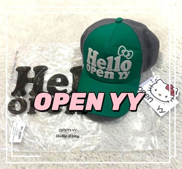 【OPEN YY】 HELLO KITTY TRUCKER CAP ペア帽子 正規品 送料無料 OPEN YY】 HELLO KITTY TRUCKER CAP ペア帽子 正規品 送料無料