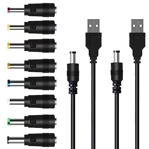 TJK USBケーブル セット 8 in 1*2 DC電源ケーブル USB-丸口 変換プラグ