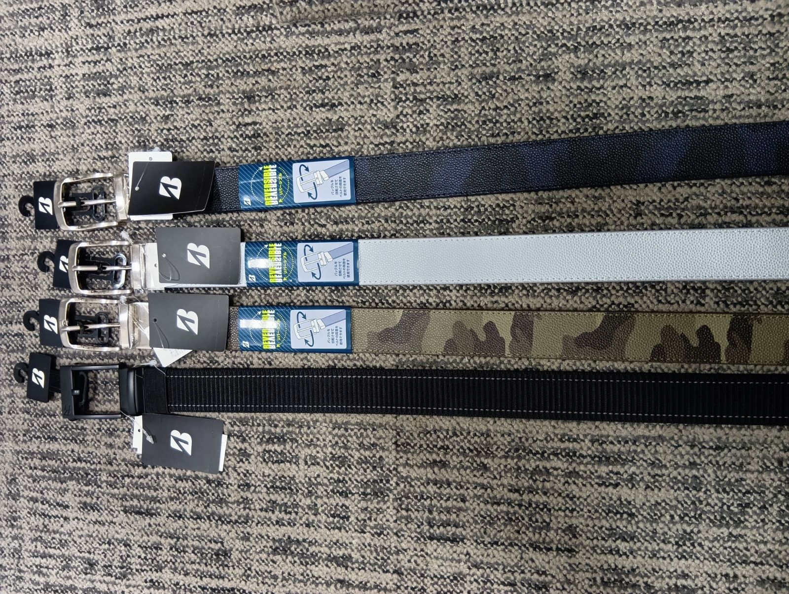 お試しください！ 小物 大 ベルト4点セット BS ブリヂストンベルト BTG312 リバーシブルベルト３点 BTG314 無段階調整 カジュアル ゴルフベルト １点 浦安店 100%品質保証。