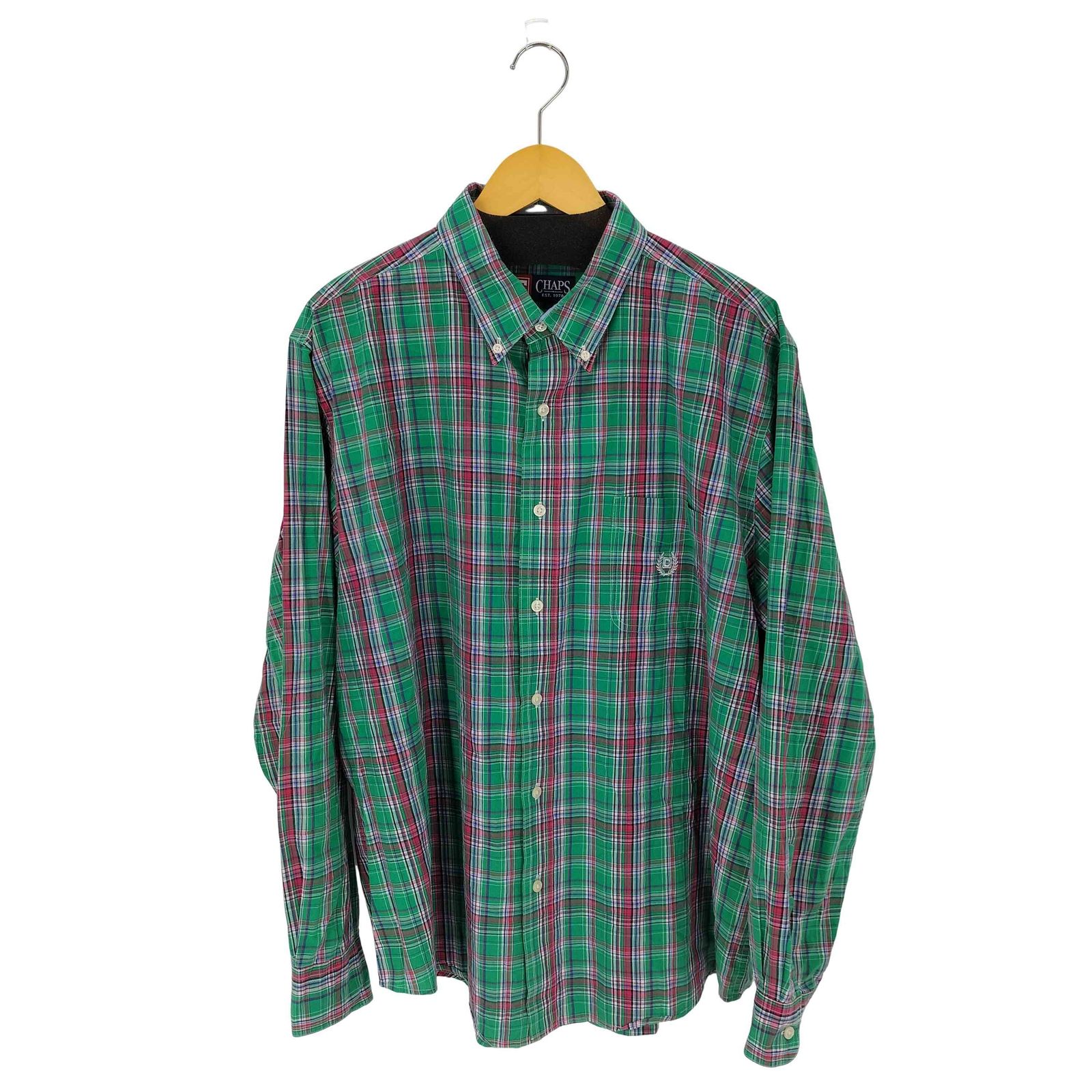 チャップス CHAPS 00S L/S ワンポイントロゴ刺繍 チェックワンポケットシャツ メンズ import：XXL 