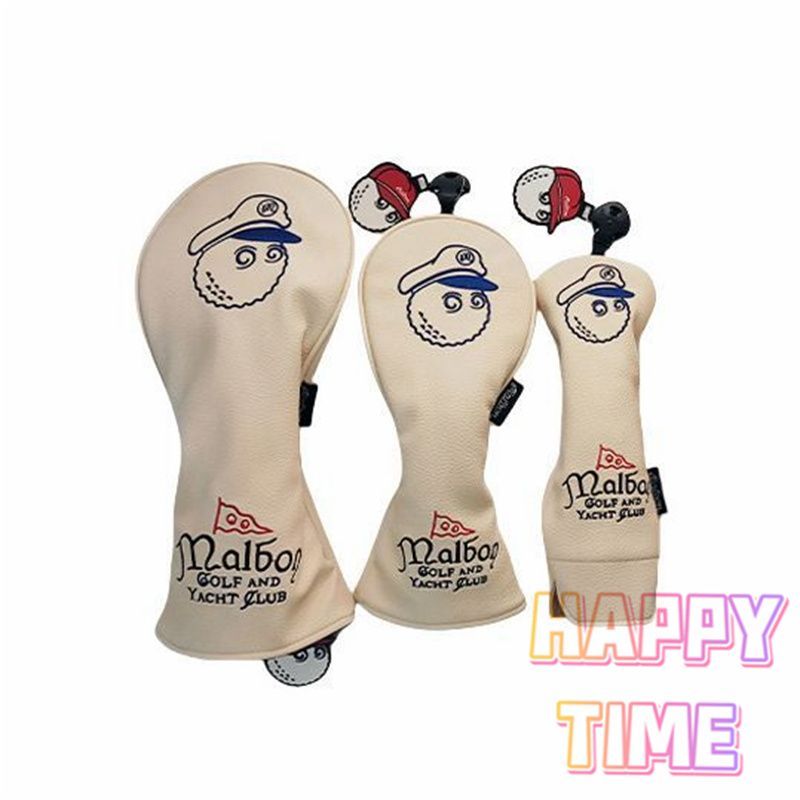 3点セット ヘッドカバー ベージュ Malbon Golf×Yacht Club