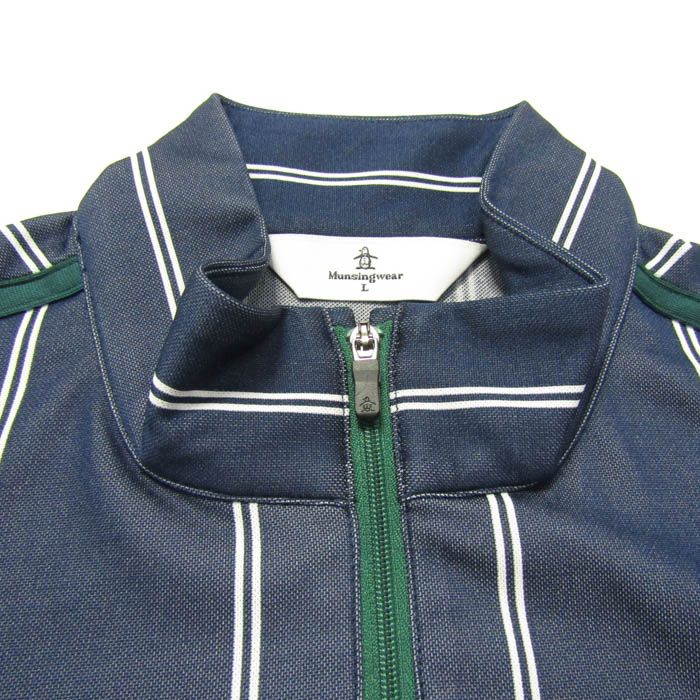 マンシングウェア ポロシャツ トップス 長袖 ストライプ柄