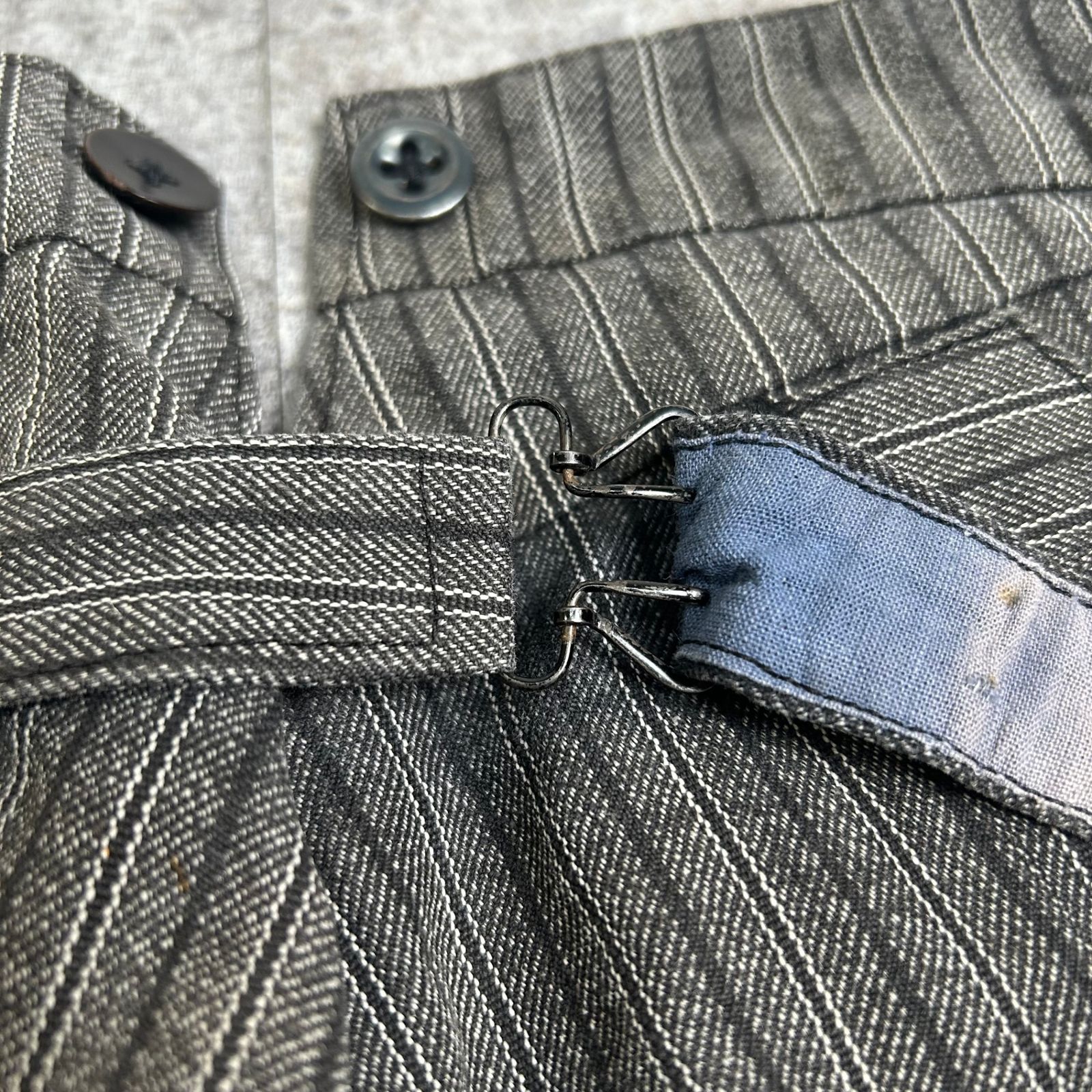 ストライプ ワークパンツ メタルボタン 1930's 1940's 30s 40s UNKNOWN フレンチマルチストライプワークパンツ