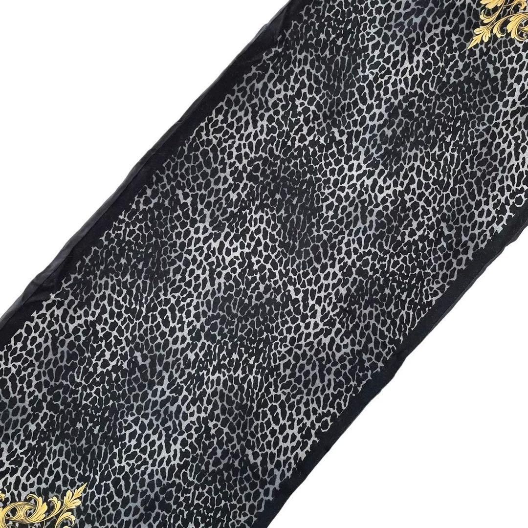VERSACE ヴェルサーチ ストール グレー レオパード 豹柄 ウール シルク VERSACE ヴェルサーチ ストール グレー レオパード 豹柄 ウール